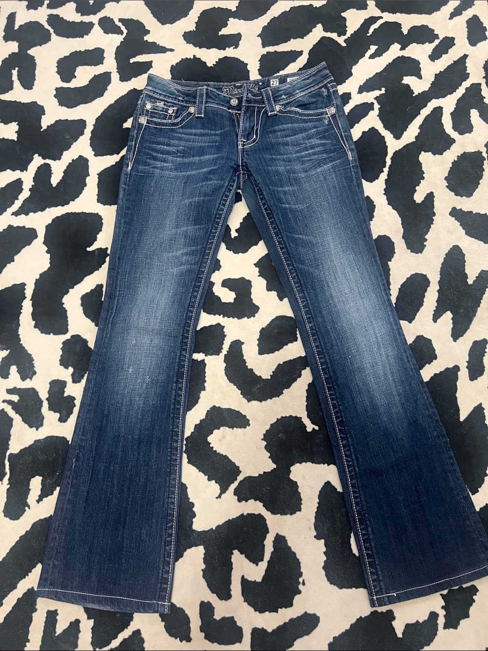 Miss Me Dark Blue Bootcut Jeans Liw Rise Y2K